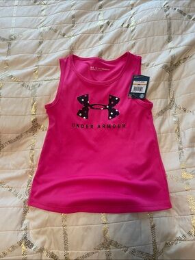 Under Armour Hot Pink Girls' Sleeveless Logo Tank